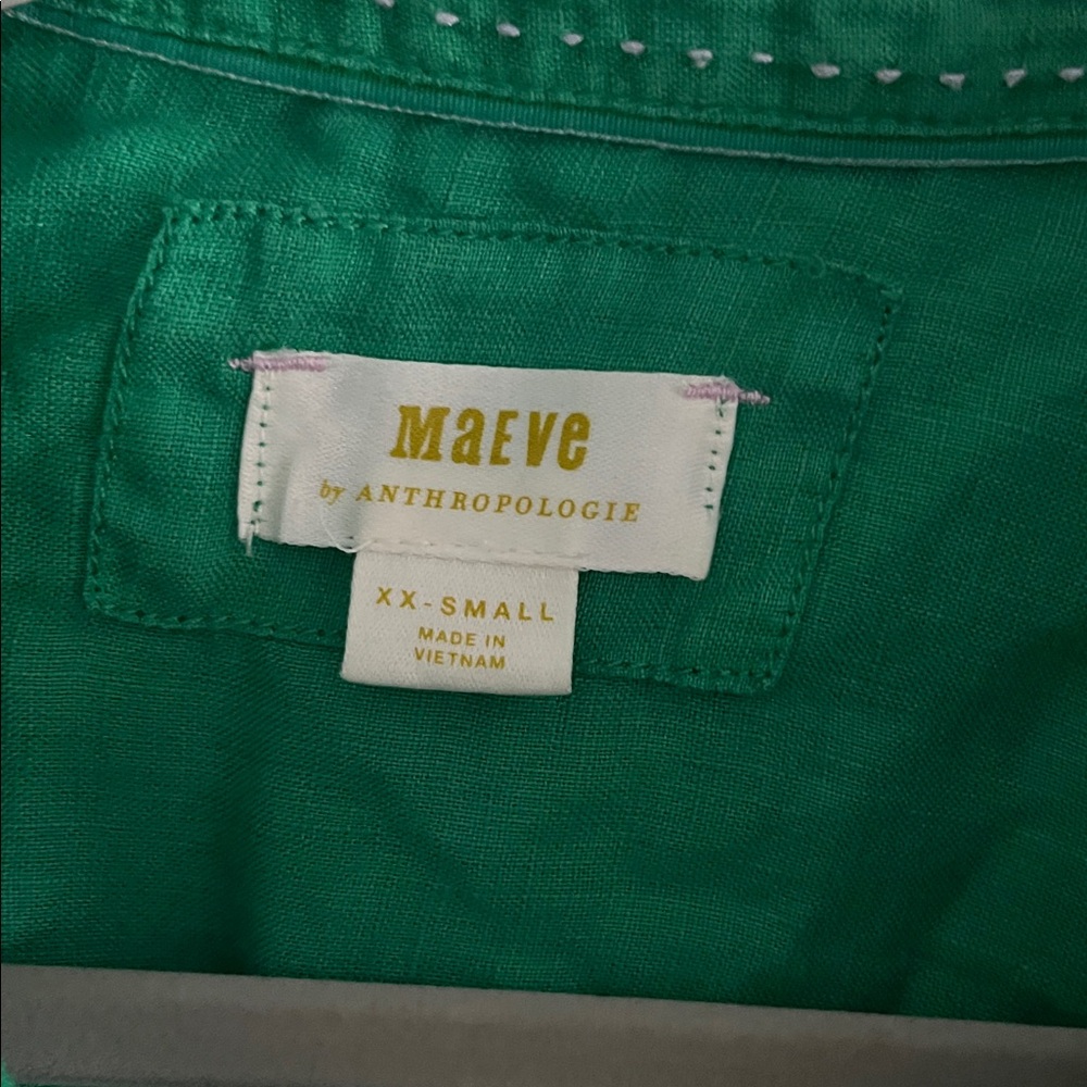 Maeve by antropologię Green Button-Up Shirt - Picture 3 of 3
